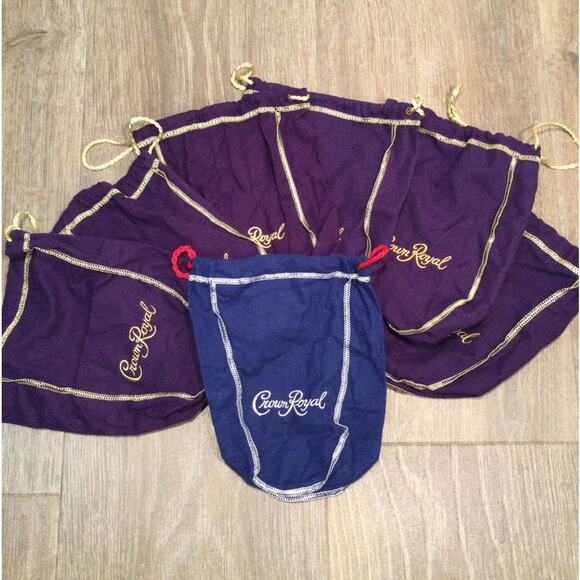 7 Crown Royal Bags 6 purple 1 blue - Picture 1 of 1